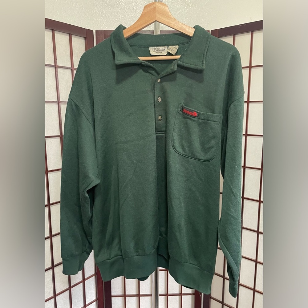 Vintage Windbreaker Fleece Polo Sweater